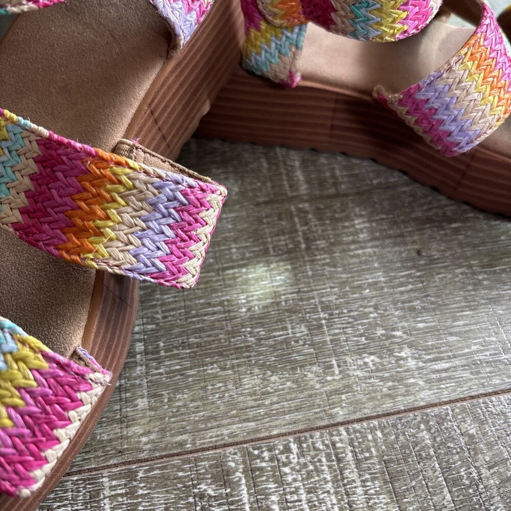 Blowfish Malibu Platform Sandals Sz 5M Rainbow Snap & Buckle Closure Open Toe - Picture 15 of 15